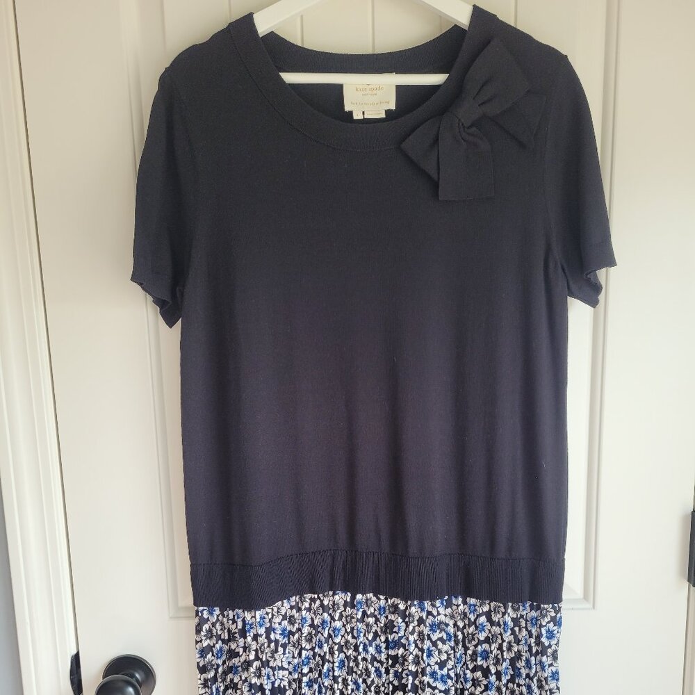 Kate Spade Dress spring size Large New Black and Blue Floral